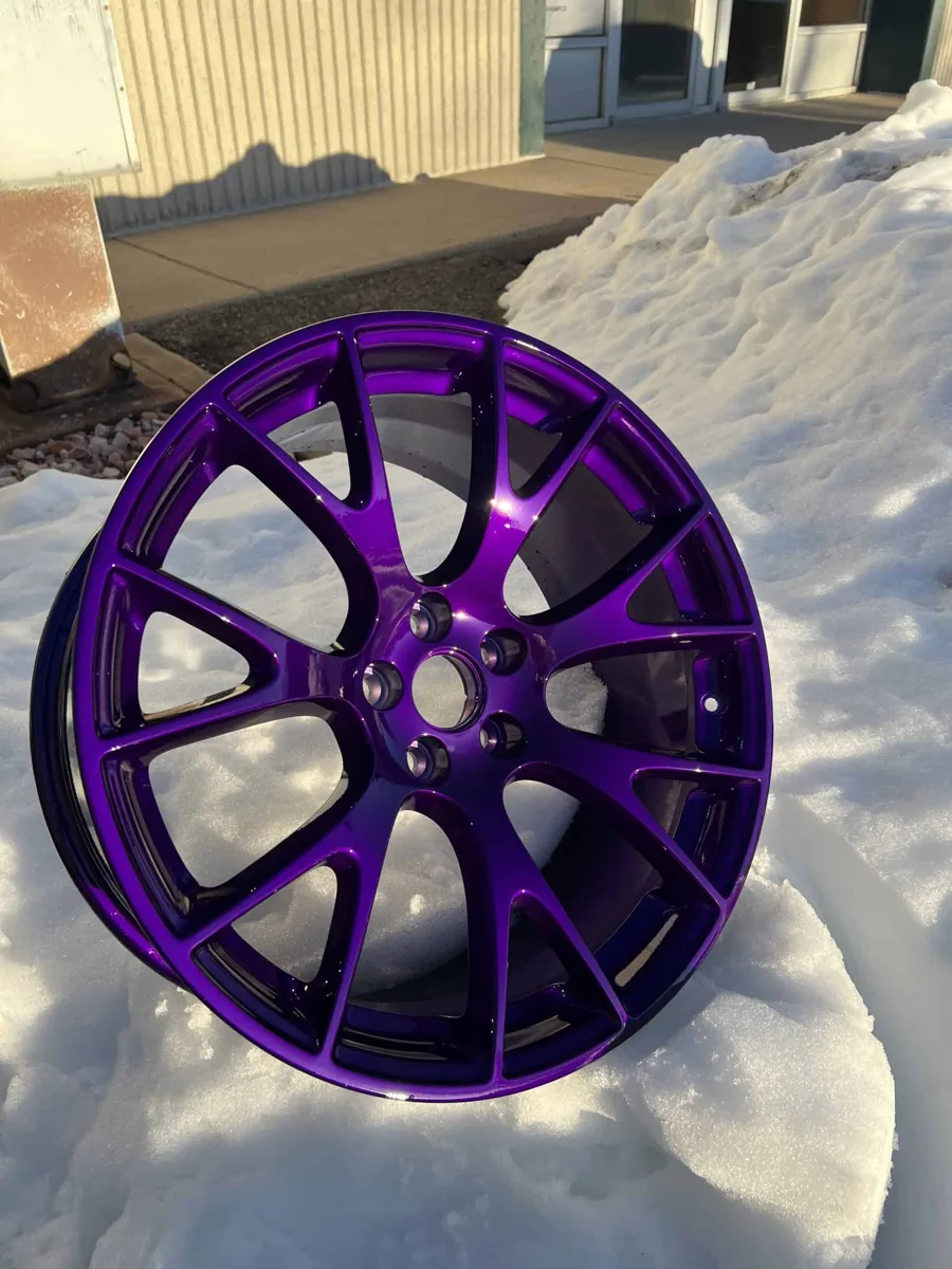 Custom illusion-purple powder-coated wheels at AUTOSTREAM360