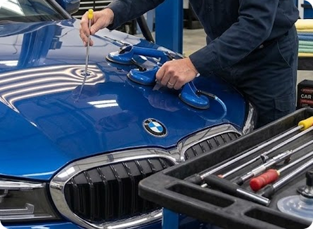 Miracle Panel Repair technology using suction cups and rods